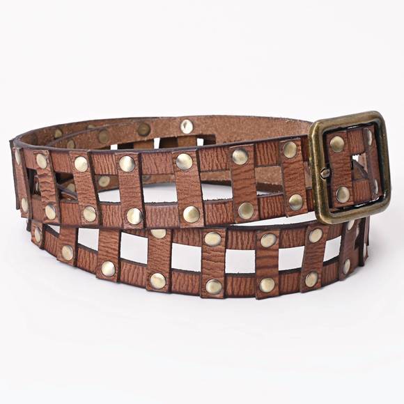 NEW AMERICAN DARLING unisex hand tooled genuine american leather belt in brown
